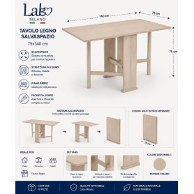 TAVOLO SALVASPAZIO C/ALI 75X140 BEIGE