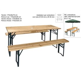 TAVOLO C/2 PANCHE C/FORO PER OMBRELLONE