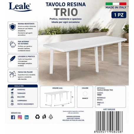 TAVOLO TRIO BIANCO 216X90X72