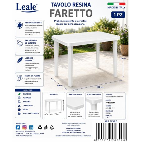 TAVOLO FARETTO BIANCO 101X68CM