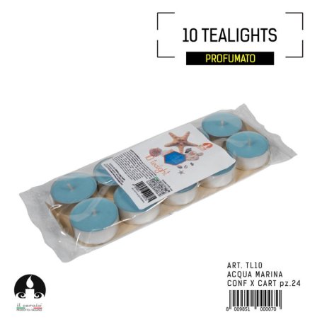 TEALIGHT 10PZ ACQUA MARINA